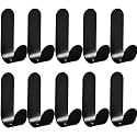 GROVENT® 10 pcs Self-Adhesive Waterproof Stainless Steel Hooks: Heavy-Duty Wall Hangers for Bathroom &amp; Kitchen - No Drill Needed, Strong Hold for Coats and Towels (L- Black)