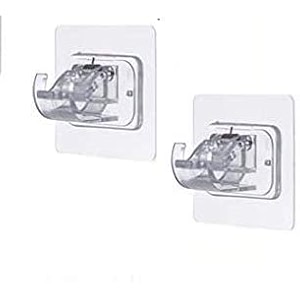 grovent 2 pcs curtain rod brackets no drilling self adhesive holder hooks - nail free adjustable hangers for bathroom kitchen home and hotel transparent