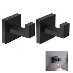 grovent 2 pcs bath towel hookmatte black robe hook for bathroom wall mounted heavy duty hook 304 stainless steel robe hooks for bathroom kitchen matt black