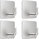 GROVENT® 2 PCS Heavy Duty Adhesive Hooks, Stick on Wall Adhesive Hangers, Strong Stainless Steel Holder, Self Adhesive Hooks for Kitchen Bathroom Home Door Towel Coat Key Robe (J Square Silver)