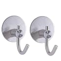 GROVENT® 2 Pcs Self-Adhesive Stainless Steel Hooks: Heavy-Duty Wall Hanging Solution for Bathroom &amp; Kitchen - Waterproof, Drill-Free, Strong Coat/Towel Wall Hooks (Large J Round Silver)