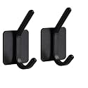 GROVENT® 2 pcs Self-Adhesive Stainless Steel Hooks: Heavy-Duty Wall Hangings, Waterproof &amp; Drill-Free - Strong Towel, Coat, and Kitchen Hooks for Bathroom and Kitchen (Matt Dual Black)