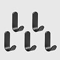 GROVENT® 2 pcs Self-Adhesive Waterproof Stainless Steel Hooks: Heavy-Duty Wall Hangers for Bathroom &amp; Kitchen - No Drill Needed, Strong Hold for Coats and Towels (L- Black)