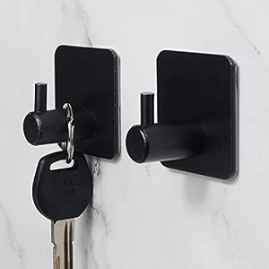 grovent 2 pcs wall hooks for hanging strong heavy duty stainless steel waterproof towel hooks stick on hooks wall hangers sticky hooks for hanging bathroom kitchen visit the t-square black