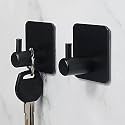 GROVENT® 2 PCS Wall Hooks for Hanging Strong, Heavy Duty Stainless Steel Waterproof Towel Hooks Stick on Hooks Wall Hangers Sticky Hooks for Hanging Bathroom Kitchen Visit The (T-Square Black)