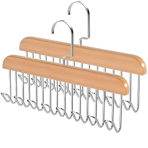 grovent 2 pcs wooden hanger for clothes hanging hangers for wardrobe and cupboard 8 hook adjustable clothes hanger for lingerie belt scarf tie garments and accessories