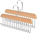 GROVENT® 2 Pcs Wooden Hanger for Clothes Hanging, Hangers for Wardrobe and Cupboard, 8 Hook Adjustable Clothes Hanger for Lingerie, Belt, Scarf, Tie, Garments and Accessories