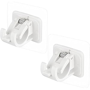 grovent 2 pcs self adhesive curtain rod holder curtains bracket crossbar hook self adhesive rods hanger no drill brackets fixing holders white