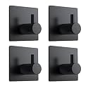 GROVENT® 4 Pcs Adhesive Hook Heavy Duty Stick on Wall Hook Towel Hook Door Hook Waterproof Stainless Steel Adhesive Towel Hook Adhesive Holder for Hanging Clothe Bathroom Adhesive (T-Square Black)