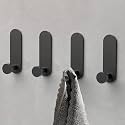GROVENT® 4 Pcs Self Adhesive Hooks, Black Adhesive Hooks, Extra Strong Hanging Clothes Robe Bath Towel in Bathroom Shower Kitchen Rustproof (Rectangle Black)
