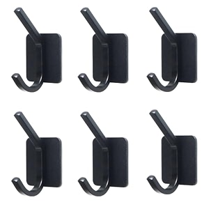 grovent 6 pcs self-adhesive stainless steel hooks heavy-duty wall hangings waterproof amp drill-free - strong towel coat and kitchen hooks for bathroom and kitchen matt dual black