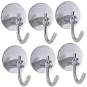 GROVENT® 6 Pcs Self-Adhesive Stainless Steel Hooks: Heavy-Duty Wall Hanging Solution for Bathroom &amp; Kitchen - Waterproof, Drill-Free, Strong Coat/Towel Wall Hooks (Large J Round Silver)