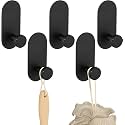 GROVENT® 6 pcs Towel Holder Without Drilling - Adhesive Bathroom Coat Decoration Robe Hook Self-Adhesive Wall (Rectangle Black)