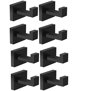 grovent 8 pcs bath towel hookmatte black robe hook for bathroom wall mounted heavy duty hook 304 stainless steel robe hooks for bathroom kitchen matt black