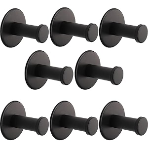 grovent 8 pcs self-adhesive stainless steel hooks heavy-duty wall hangings waterproof amp drill-free - strong towel coat and kitchen hooks for bathroom and kitchen
