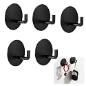 GROVENT® 8 Pcs Self-Adhesive Stainless Steel Hooks: Heavy-Duty Wall Hanging Solution for Bathroom &amp; Kitchen - Waterproof, Drill-Free, Strong Coat/Towel Wall Hooks (J Round Black)