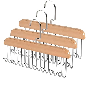 grovent 8 pcs wooden belt hanger for closet with 8 hooks sturdy non-slip holder for wardrobe space saving organizer rotating display rack for bra hat tank tops