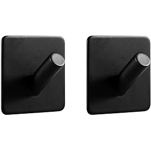 grovent adhesive hooks heavy duty wall hangers hooks waterproof stainless steel towel hanger holder stcik on hooks for hanging kitchen bathroom home pack of 1 pcs v - square black