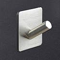 GROVENT® Adhesive Hooks Heavy Duty Wall Hooks Waterproof Stainless Steel Hooks for Hanging Coat, Hat, Towel Robe Hook Rack Wall Mount- Bathroom and Bedroom (Pack of 1 PCS, V - Square Silver)