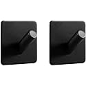 GROVENT® Adhesive Hooks Heavy Duty Wall Hangers Hooks Waterproof Stainless Steel Towel Hanger Holder Stcik on Hooks for Hanging Kitchen Bathroom Home (Pack of 1 PCS, V - Square Black)