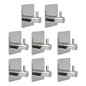 Grovent Adhesive Hooks Heavy Duty Wall Hooks Waterproof Stainless Steel Hooks for Hanging Coat, Hat,Towel Robe Hook Rack Wall Mount- Bathroom and Bedroom(Pack of 8 PCS, T-Square Silver)