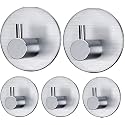 Grovent Adhesive Hooks Heavy Duty Wall Hooks Waterproof Stainless Steel Hooks for Hanging Coat, Hat,Towel Robe Hook Rack Wall Mount- Bathroom and Bedroom(Pack of 3 PCS, T-Rounds Silver)