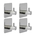 Grovent Adhesive Hooks Heavy Duty Wall Hooks Waterproof Stainless Steel Hooks for Hanging Coat, Hat,Towel Robe Hook Rack Wall Mount- Bathroom and Bedroom(Pack of 10 PCS, T-Square Silver)