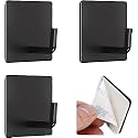Grovent Adhesive Hooks, Wall Hanger Towel Hooks, Heavy Duty Wall Hooks for Hanging Ideal for Bathroom Shower Kitchen Home Door Closet Cabinet Stainless Steel(Pack of 3 PCS, J - Black)
