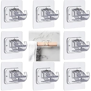 grovent 6 pcs curtain rod brackets no drilling self adhesive curtain rod holder hooks nail free adjustable curtain rod hooks curtain hangers for bathroom kitchen home bathroom and hotel transparent