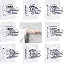GROVENT® 6 Pcs Curtain Rod Brackets No Drilling Self Adhesive Curtain Rod Holder Hooks Nail Free Adjustable Curtain Rod Hooks Curtain Hangers for Bathroom Kitchen Home Bathroom and Hotel (Transparent)
