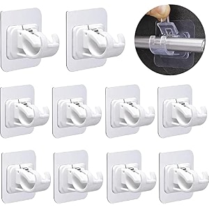 grovent 10 pcs no drill curtain rod bracket no drilling self adhesive curtain rod holder hooks nail free adjustable curtain rod hook curtain hanger for bathroom kitchen home bathroom and hotelwhite