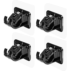 grovent no drill curtain rod bracket - self adhesive curtain hooks no nail adjustable for bathroom and kitchen4 pcs black