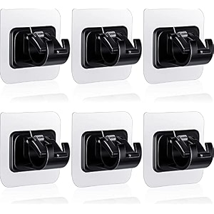 grovent 6 pcs no drill curtain holder hooks - self adhesive no nails needed adjustable for bathroom amp kitchen black