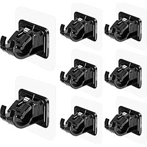 grovent no drill curtain rod bracket no drilling self adhesive curtain rod holder hooks nail free adjustable curtain rod hooks curtain hanger for bathroom kitchen home bathroom and hotel8 pcs black