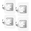 GROVENT 4 Pcs No Drill Self Adhesive Curtain Hanger - Nail Free Curtain Rod Holder - Adjustable - Bathroom, Kitchen, Home &amp; Hotel