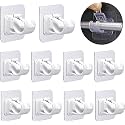 GROVENT® 10 PCS No Drill Curtain Rod Bracket No Drilling Self Adhesive Curtain Rod Holder Hooks Nail Free Adjustable Curtain Rod Hook Curtain Hanger for Bathroom Kitchen Home Bathroom and Hotel(White)