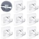 GROVENT® 8 Pcs No Drill Curtain Rod Bracket, Self Adhesive Holder Hook, Nail Free Adjustable Hanger for Bathroom, Kitchen, Home and Hotel (White)