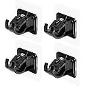Grovent No Drill Curtain Rod Bracket - Self Adhesive Curtain Hooks, No Nail, Adjustable for Bathroom and Kitchen(4 PCS, Black)