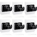 GROVENT® 6 PCS No Drill Curtain Holder Hooks - Self Adhesive, No Nails Needed, Adjustable for Bathroom &amp; Kitchen (Black)