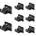 Grovent No Drill Curtain Rod Bracket No Drilling Self Adhesive Curtain Rod Holder Hooks Nail Free Adjustable Curtain Rod Hooks Curtain Hanger for Bathroom Kitchen Home Bathroom and Hotel(8 PCS, Black)