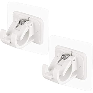 grovent 2 pcs no drill curtain rod brackets no drilling self adhesive curtain rod holder hook nail free adjustable curtain rod hook curtain hangers for bathroom kitchen home bathroom and hotelwhite