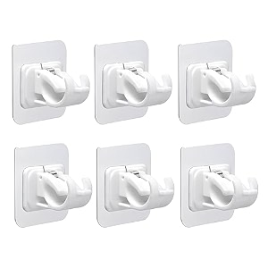 grovent no drill curtain hooks adhesive holder brackets for bathroom kitchen home amp hotel - adjustable nail free 6 pcs white