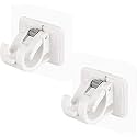 GROVENT® 2 PCS No Drill Curtain Rod Brackets No Drilling Self Adhesive Curtain Rod Holder Hook Nail Free Adjustable Curtain Rod Hook Curtain Hangers for Bathroom Kitchen Home Bathroom and Hotel(White)