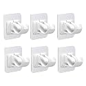Grovent No Drill Curtain Hooks Adhesive Holder Brackets for Bathroom, Kitchen, Home &amp; Hotel - Adjustable, Nail Free (6 PCS White)