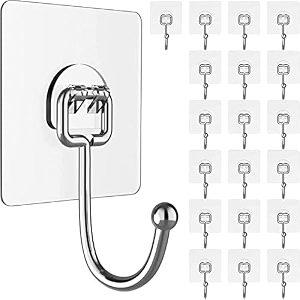 grovent 15 pcs large adhesive hooks 10 kg waterproof and rustproof wall hook for hanging heavy duty stainless steel towel coat hook to use inside kitchen bathroom home and office large hook