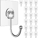 GROVENT® Large Adhesive Hooks 10 Kg Waterproof and Rustproof Wall Hooks for Hanging Heavy Duty, Stainless Steel Towel Coat Hook to use Inside Kitchen, Bathroom, Home and Office (12 PCS, Large Hook)