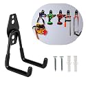 GROVENT® 2 Pcs Universal Heavy Duty Steel Garage Hooks Set – Wall Mounted Utility Hooks for Tools, Ladders, Chairs &amp; Garden Equipment – Non-Slip Rubber Coated Iron Storage Hangers (Garage Hook)