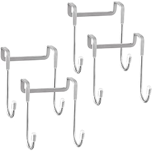 grovent over the door hook hanger wall organiser detachable hook rack for hanging towel  clothes hanger  multipurpose stainless steel hooks nail-freepack of 4 pcs silver door hook