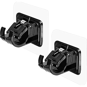 grovent self adhesive curtain holders brackets without drilling curtain rod bracket adhesive curtain rod holder hooks door and window curtain brackets 2 pcs black