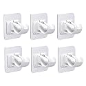 GROVENT® Self Adhesive Curtain Holders Brackets Without Drilling, Curtain Rod Bracket, Adhesive Curtain Rod Holder Hooks, Door and Window Curtain Brackets (6 PCS, White)